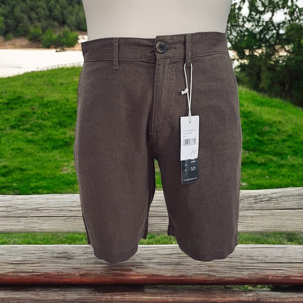 Jachs New York Linen Blend Shorts 31 Coffee Brown Stretch Lightweight NWT‎